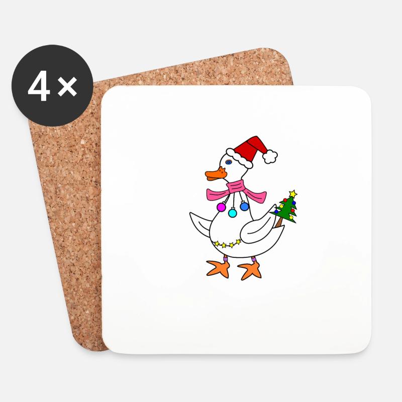 Weihnachtsgans - Untersetzer (4er-Set) - Weiß