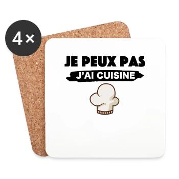 Je peux pas j ai cuisine - Dessous de verre (lot de 4) - blanc - Devant