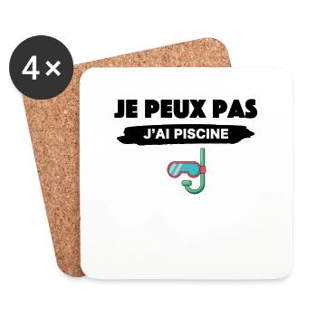 Je peux pas j ai Piscine - Dessous de verre (lot de 4) - blanc - Devant