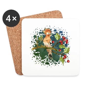 Bunter Vogel - Untersetzer (4er-Set) - Weiß - Vorne