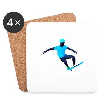 skateboard - Coasters (set of 4) - white - Front