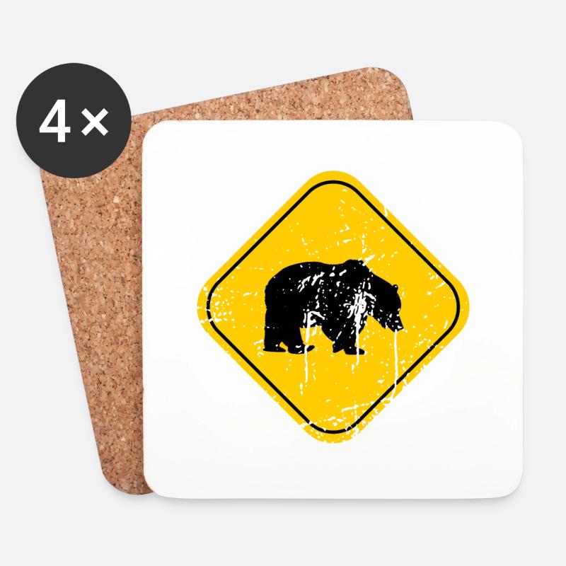 Bear sign vintage stylish - Untersetzer (4er-Set) - Weiß
