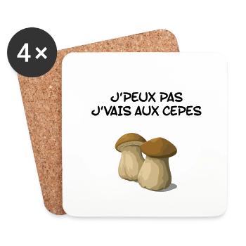 J’peux pas j’vais aux cèpes - Dessous de verre (lot de 4) - blanc - Devant