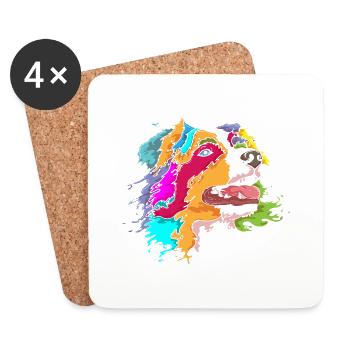 Berger australien Aussie Lover Splash Art - Dessous de verre (lot de 4) - blanc - Devant