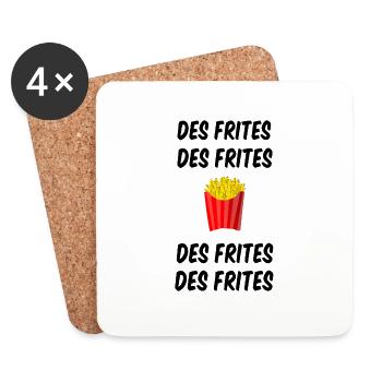 Frites Frites Frites - Dessous de verre (lot de 4) - blanc - Devant