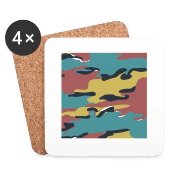 Belgische Puzzle-Tarnstruktur - Untersetzer (4er-Set) - Weiß - Vorne