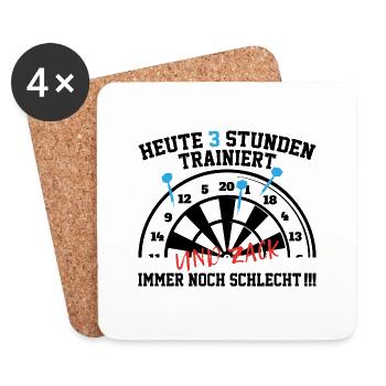 Trainiert Geschenk Spruch Darts Wurfspieß - Untersetzer (4er-Set) - Weiß - Vorne