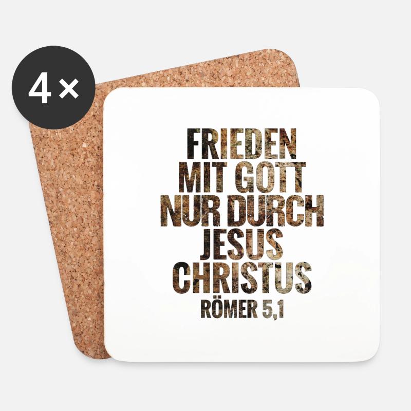 Frieden mit Gott nur durch Jesus Christus - Untersetzer (4er-Set) - Weiß