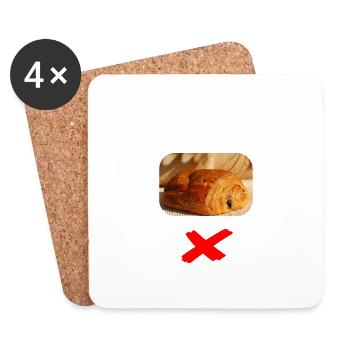 Pain au chocolat/chocolatine - Dessous de verre (lot de 4) - blanc - Devant