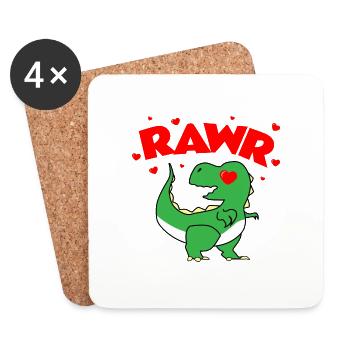 Dinosaur RAWR Dino lover kids gift - Coasters (set of 4) - white - Front