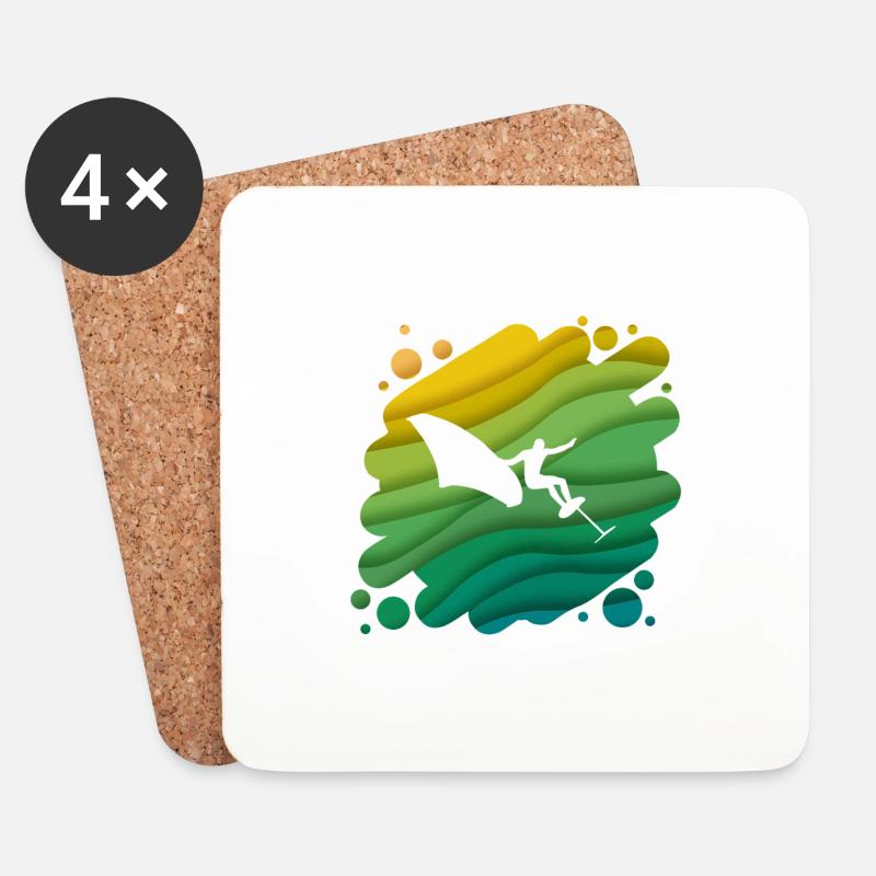 Double Exposure Wingfoiling Surfen Surfer Geschenk - Untersetzer (4er-Set) - Weiß