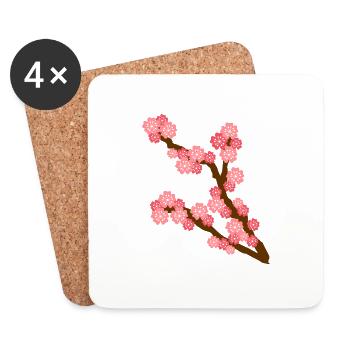 Idée cadeau pour les amoureux des fleurs de printemps - Dessous de verre (lot de 4) - blanc - Devant