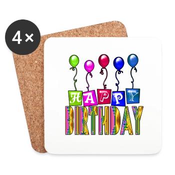 Bon anniversaire - Dessous de verre (lot de 4) - blanc - Devant
