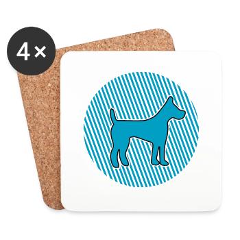 Chien chien - Dessous de verre (lot de 4) - blanc - Devant