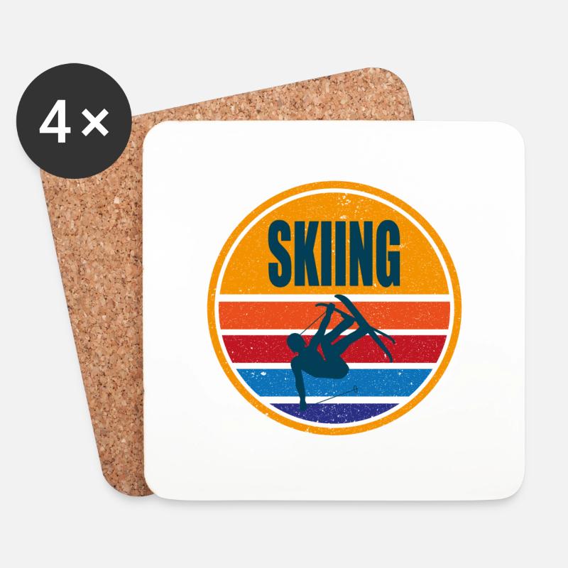 Skiing Skifahren Berge Geschenk - Untersetzer (4er-Set) - Weiß