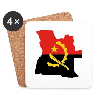 Drapeau angolais carte drapeau - Dessous de verre (lot de 4) - blanc - Devant