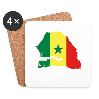 Senegal Landkarte Flagge Fahne - Untersetzer (4er-Set) - Weiß - Vorne