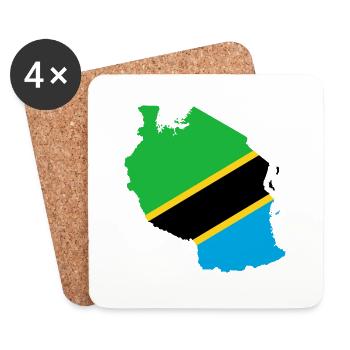 Tanzania flag map flag - Coasters (set of 4) - white - Front