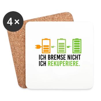 Elektroauto Elektromobilität E Auto Rekuperieren - Untersetzer (4er-Set) - Weiß - Vorne