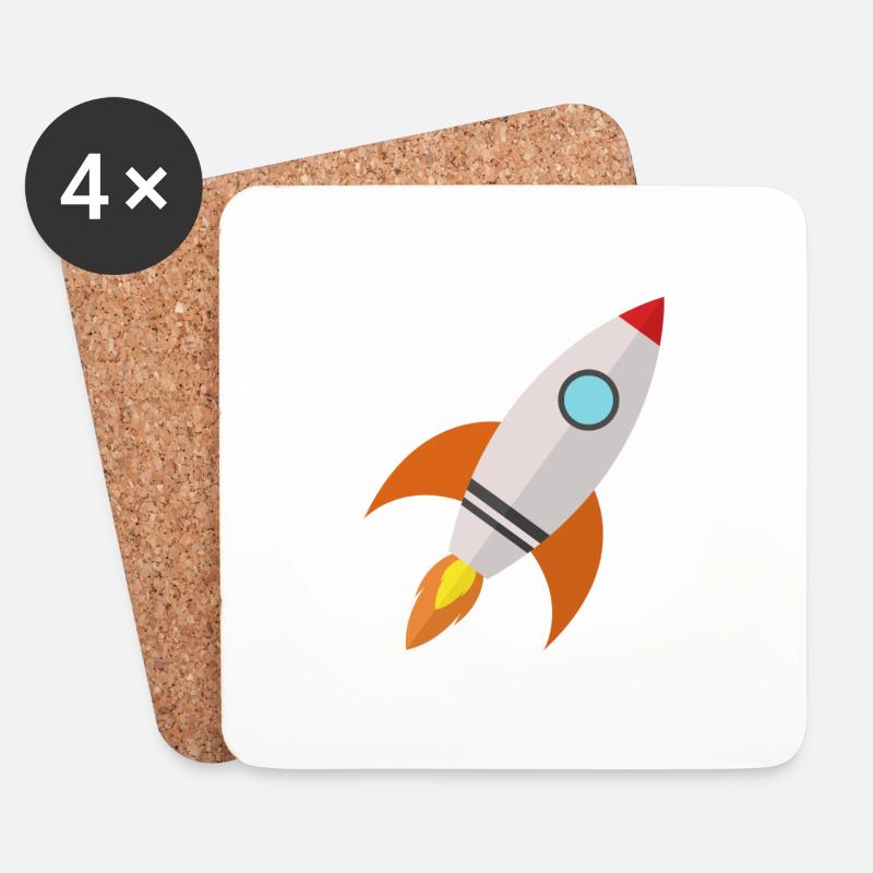 Rakete - Untersetzer (4er-Set) - Weiß