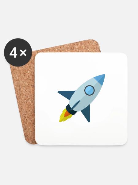 Rakete - Untersetzer (4er-Set) - Weiß