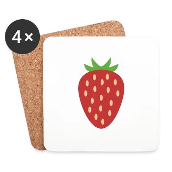 fraise - Dessous de verre (lot de 4) - blanc - Devant