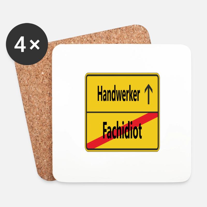 Fachidiot? Handwerker! - Untersetzer (4er-Set) - Weiß