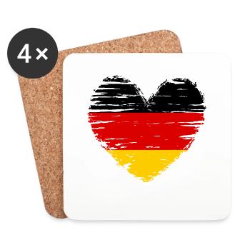 Deutschland Herz Flagge Fahne Wappen - Untersetzer (4er-Set) - Weiß - Vorne