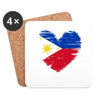Philippinen Herz Flagge Fahne Wappen - Untersetzer (4er-Set) - Weiß - Vorne