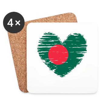 Bangladesh heart flag flag coat of arms - Coasters (set of 4) - white - Front