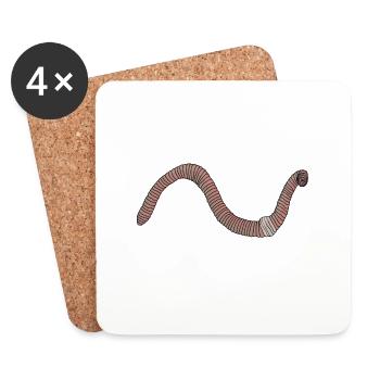 Earthworm earthworm - Coasters (set of 4) - white - Front