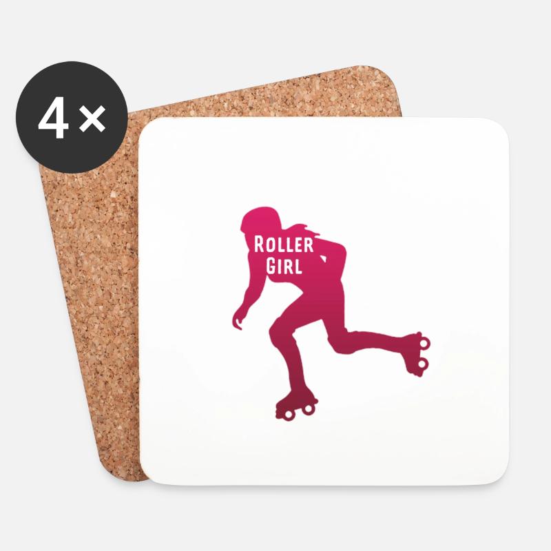 Roller Girl - Untersetzer (4er-Set) - Weiß