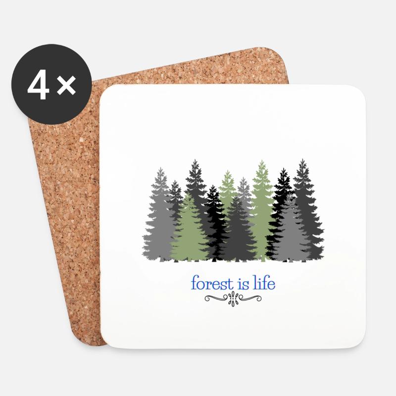 natürlich-Wald-Illustration - Untersetzer (4er-Set) - Weiß