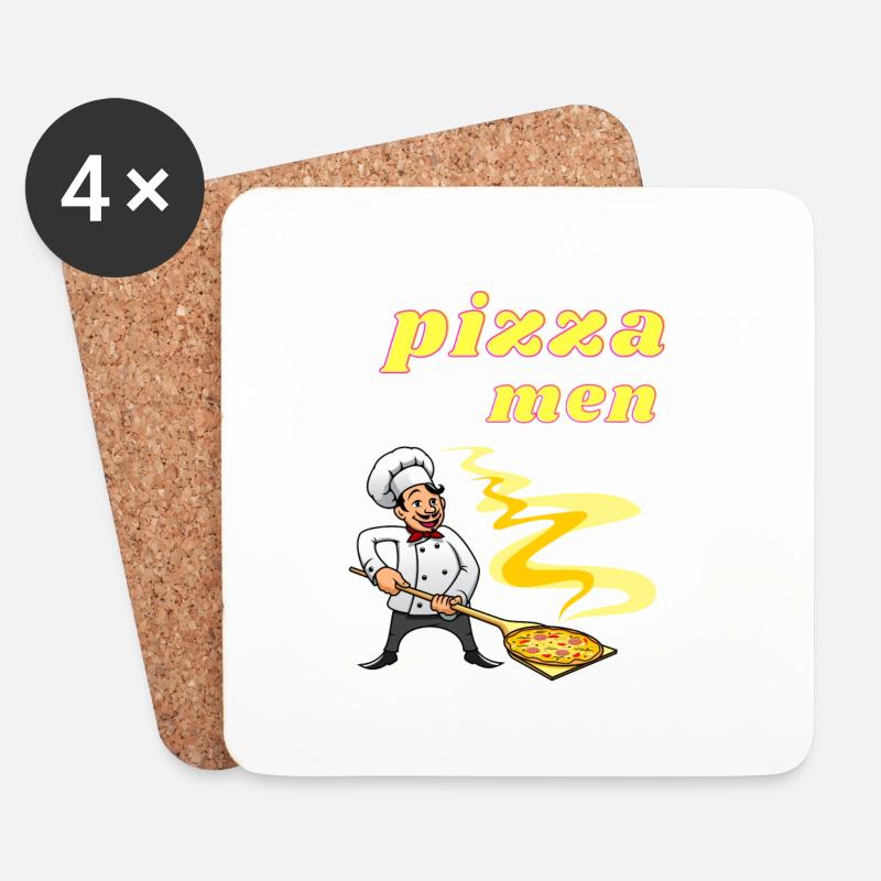 Pizza Männer - Untersetzer (4er-Set) - Weiß