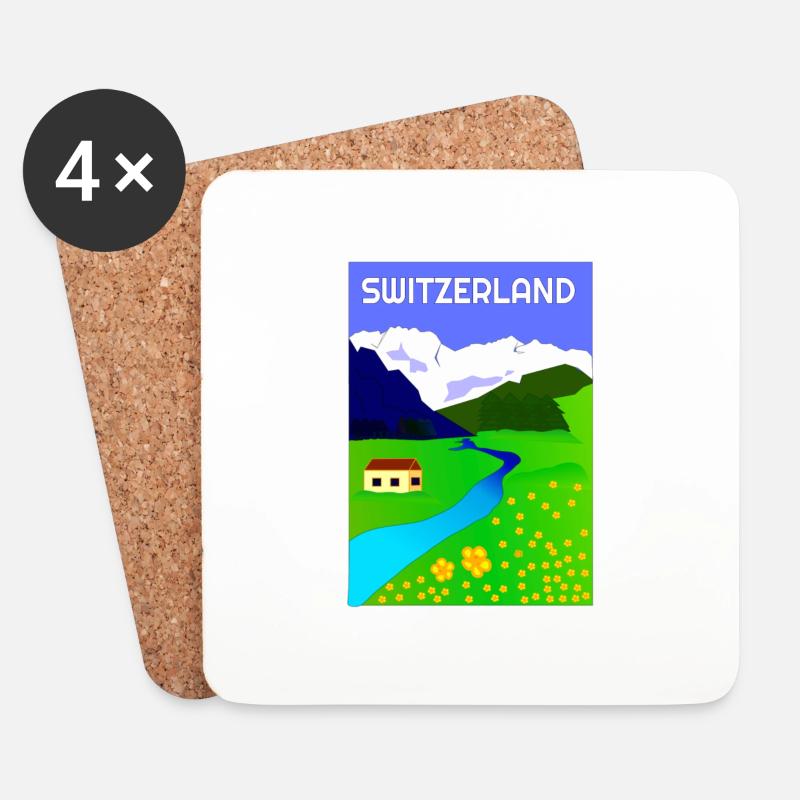 SCHWEIZ - Untersetzer (4er-Set) - Weiß