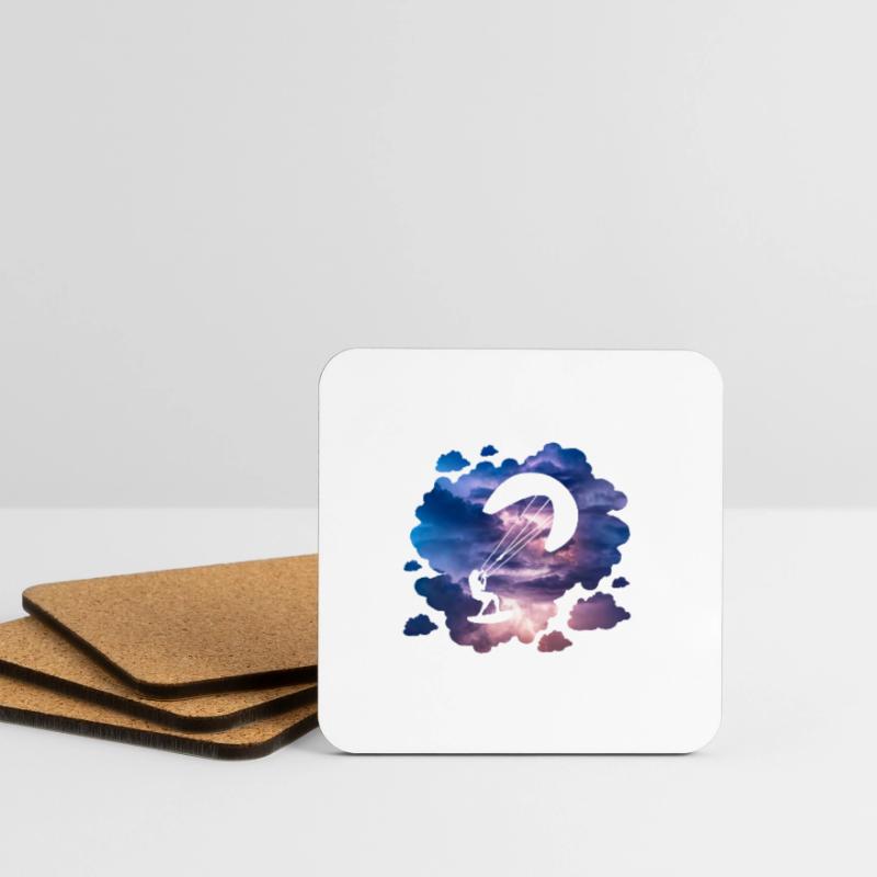 Cadeau d'aventure de kite surf à double exposition Dessous de verre (lot de 4)