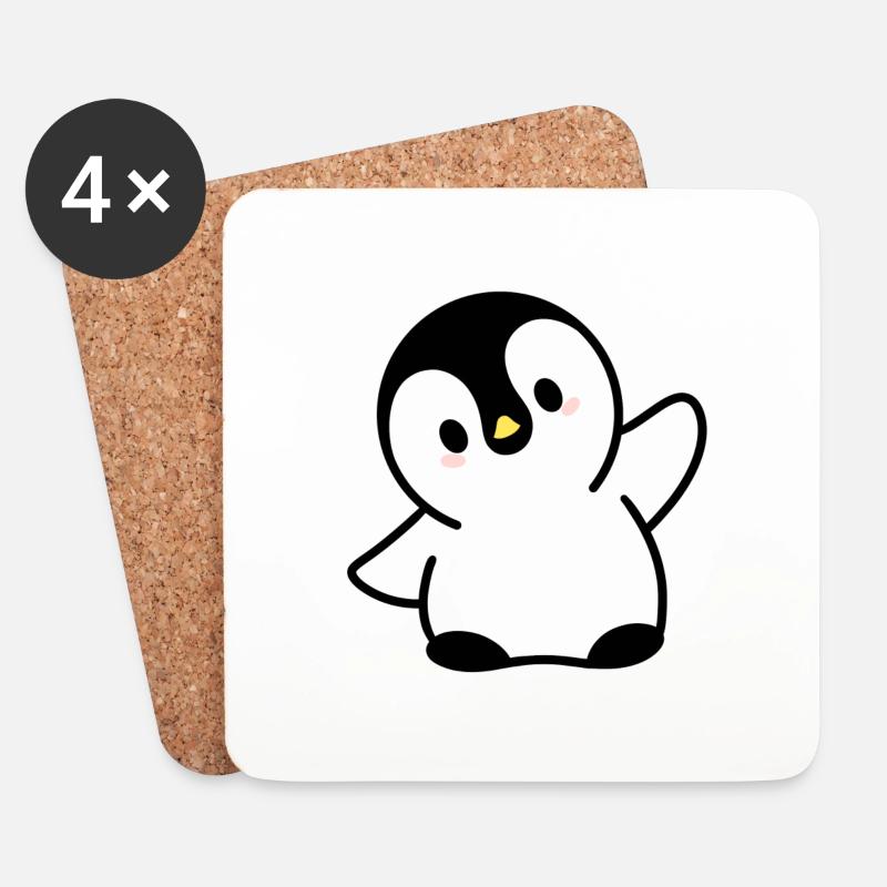 Pinguine - Untersetzer (4er-Set) - Weiß