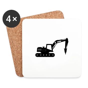 excavatrice de chenille - Dessous de verre (lot de 4) - blanc - Devant