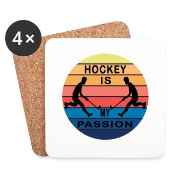 hockey is my passion field hockey sport club - Coasters (set of 4) - white - Front
