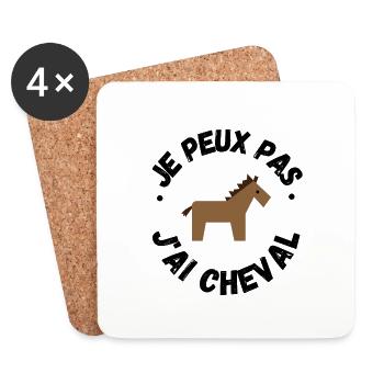 je peux pas j ai cheval animal équitation - Dessous de verre (lot de 4) - blanc - Devant