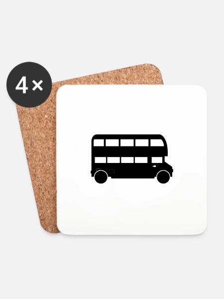 englischer Bus - Untersetzer (4er-Set) - Weiß