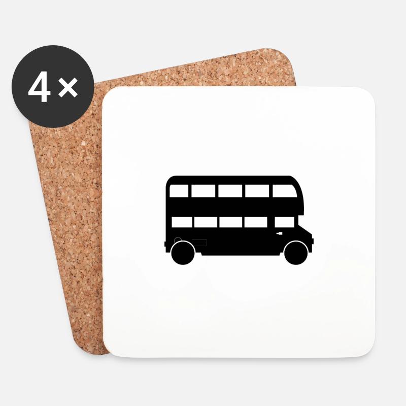 englischer Bus - Untersetzer (4er-Set) - Weiß