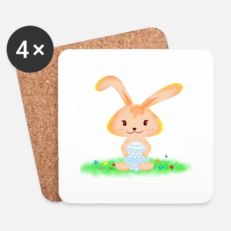 süßer Osterhase - Untersetzer (4er-Set) - Weiß