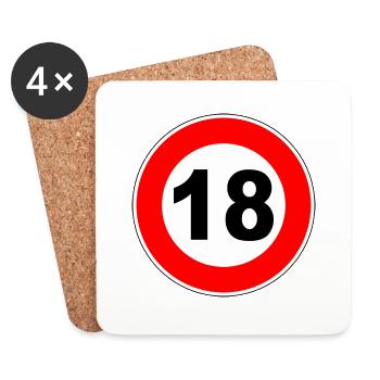 18. Geburtstag - 18 - Feier - Straßenschild - Untersetzer (4er-Set) - Weiß - Vorne
