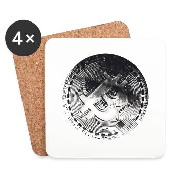 Bitcoin Bitcoin Bitcoin - Dessous de verre (lot de 4) - blanc - Devant
