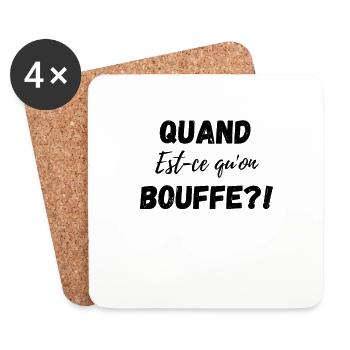Quand est ce qu'on bouffe nourriture humour régime - Dessous de verre (lot de 4) - blanc - Devant
