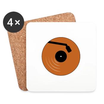 disque vinyle - Dessous de verre (lot de 4) - blanc - Devant
