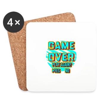 Game Over Play Again - Dessous de verre (lot de 4) - blanc - Devant