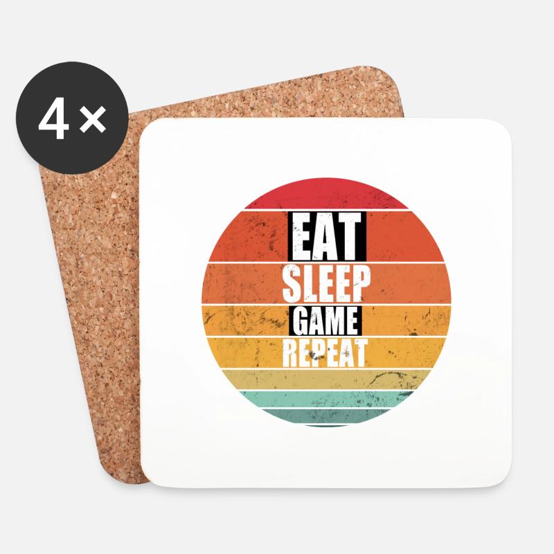Eat Sleep Game Repeat - Untersetzer (4er-Set) - Weiß