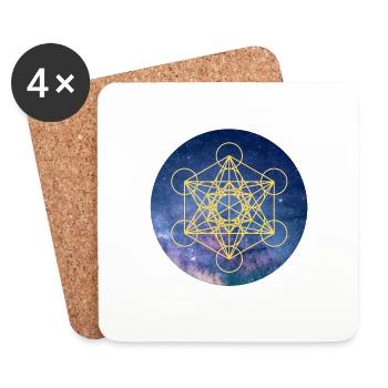 Metatron Cube on space background - Coasters (set of 4) - white - Front